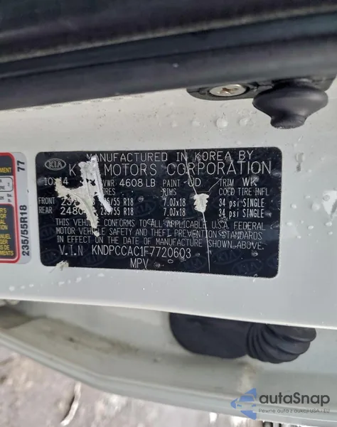 2015 Kia Sportage Ex из США, поврежденный, VIN KNDPCCAC1F7720603